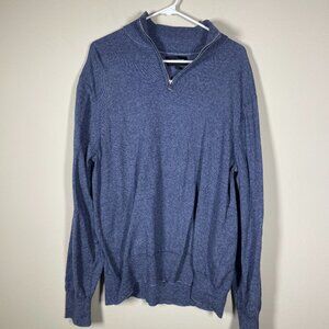 Bonobos Men's XL Sweater Pullover Blue Cashmere Blend Slim Fit Quarter Zip!